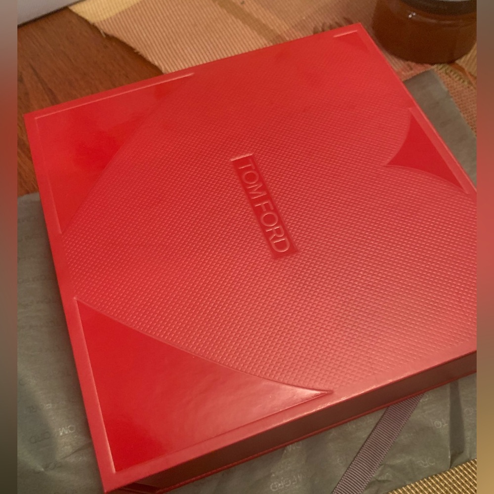Brand new authentic Tom Ford red box w/authentic black tissue paper w/TF print